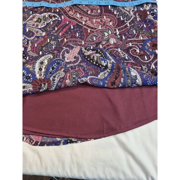 KASPER Women's Top Size S Sleeveless VNeck Paisley Print Tunic Eggplant Multi 24 - Picture 6 of 10